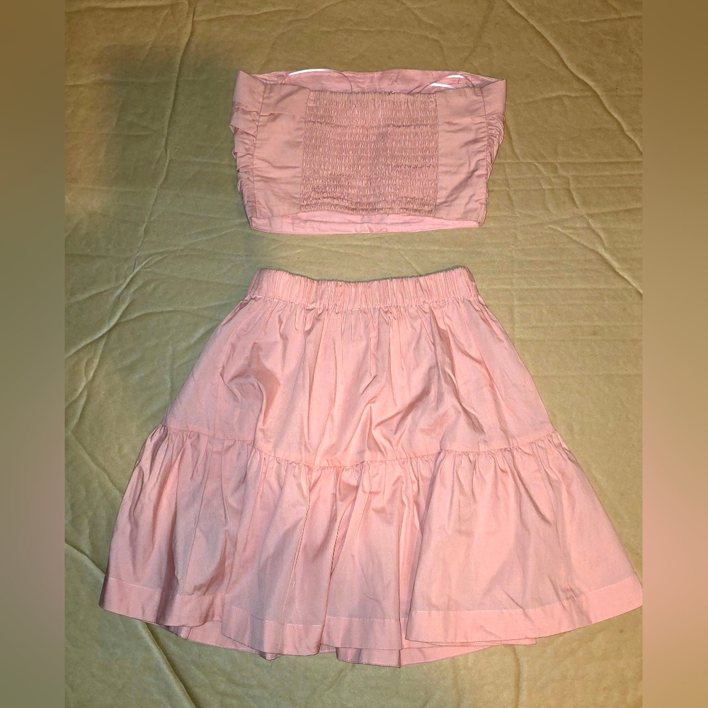NEW with TAGS Abercrombie & Fitch Pinl Poplin Skirt an Strapless Top Size XXS - Picture 2 of 6